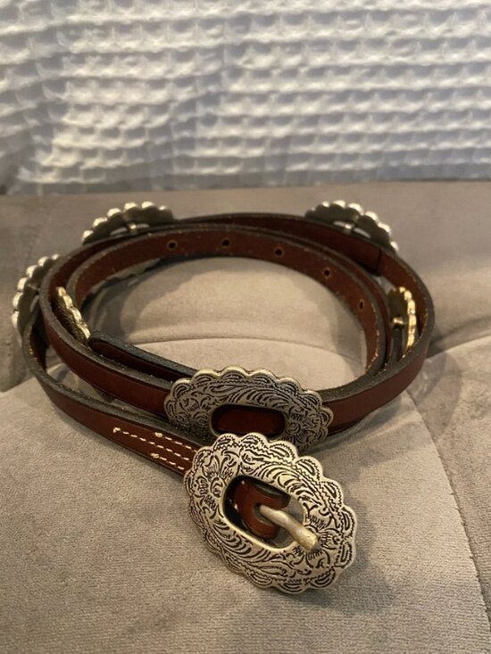 Ralph Lauren Accessories - New Lauren Ralph Lauren Brown Leather Adjustable Concho Belt